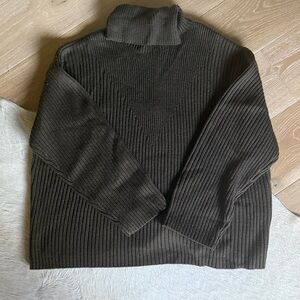 Public School Army Green Ribbed Turtleneck